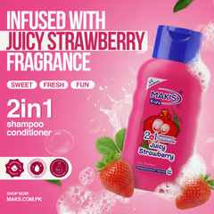 MAK’S Kids Watermelon 2-in-1 & Strawberry 2-in-1 300ml ×2 + FREE Lip Balm (Rosy Lips)