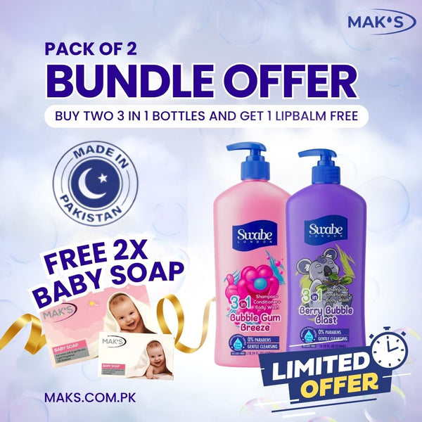 Swabe by Mak’s Berry Blast  & Bubble Gum 3-in-1 550ml ×2 + (Free Baby Soap)
