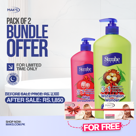 Swabe by Mak’s Strawberry & Watermelon 550ml ×2 (Free Baby Soap ×2)