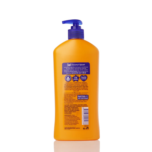 Swabe Kids by Mak's Coconut Splash 3-in-1 Shampoo, Conditioner, and Body Wash 550ml