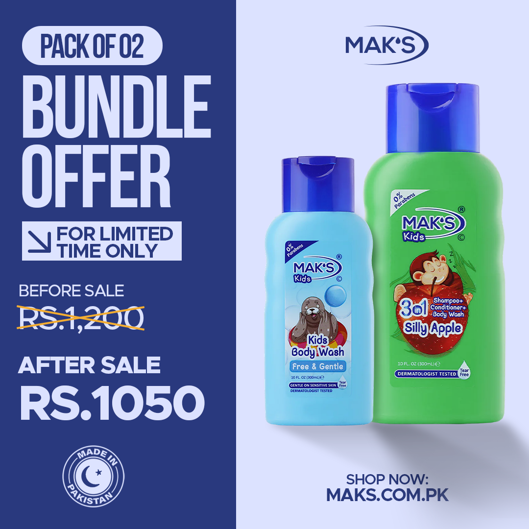 MAK’S Kids Apple 3-in-1 & Gentle Body Wash Bundle 300ml ×2