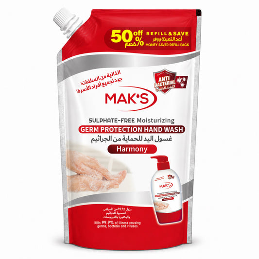 MAK’s Sulphate Free Anti Bacterial Handwash - Harmony (Pouch) 600ml