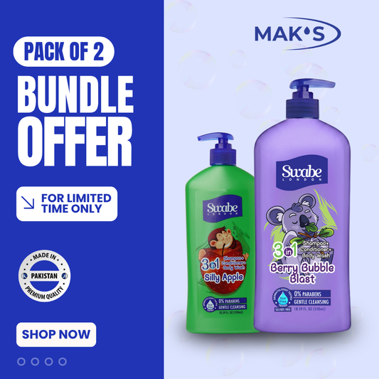 Swabe Kids by Maks 3in1 Berry Blast and Apple Shampoo Body Wash 550ml Twin Pack with Free Delivery Pakistan