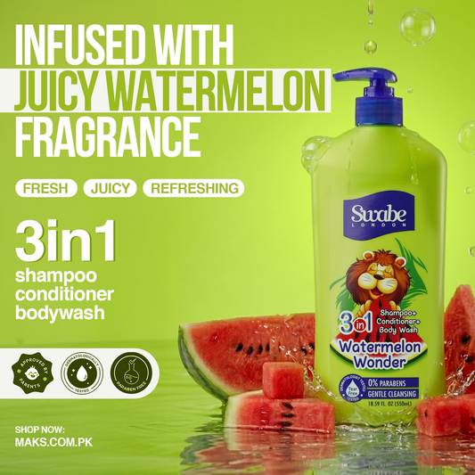 Swabe Kids by Mak’s Apple & Watermelon 3-in-1 Bundle 550ml ×2 + FREE Lip Balms (Bubble Gum & Cocoa Butter) ×2