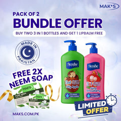 Swabe Kids by Mak’s Strawberry & Apple 3-in-1 550ml ×2 + (Free Neem Soap)