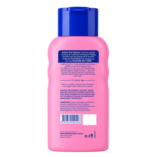 MAK’S Kids Bubble Gum Breeze 2-in-1 Shampoo & Conditioner (300ml)
