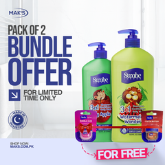 Swabe Kids by Mak’s Apple & Watermelon 3-in-1 Bundle 550ml ×2 + FREE Lip Balms (Bubble Gum & Cocoa Butter) ×2