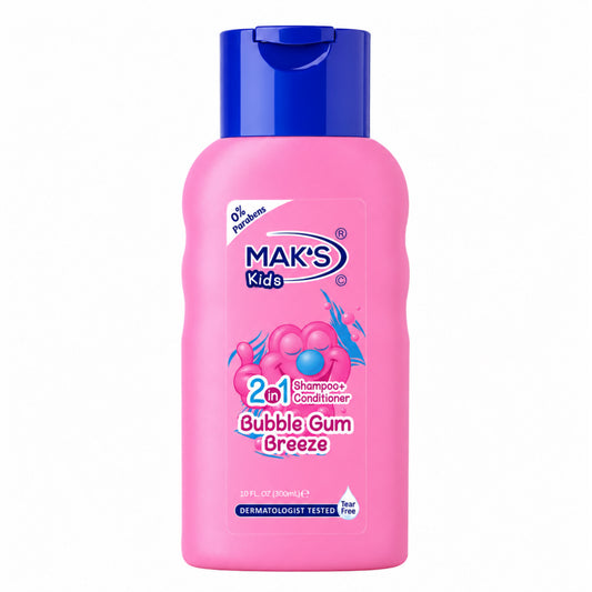 MAKS Kids 2in1 Bubble Gum Breeze Shampoo and Conditioner 300ml Single Bottle Free Delivery Pakistan