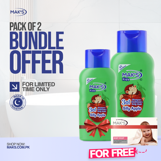 Mak’s Apple 3-in-1 Bundle ×2 + Free White Baby Soap