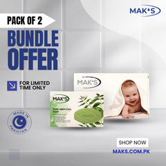 MAK’S Pure Neem Cool Soap & White Baby Soap Bundle ×2