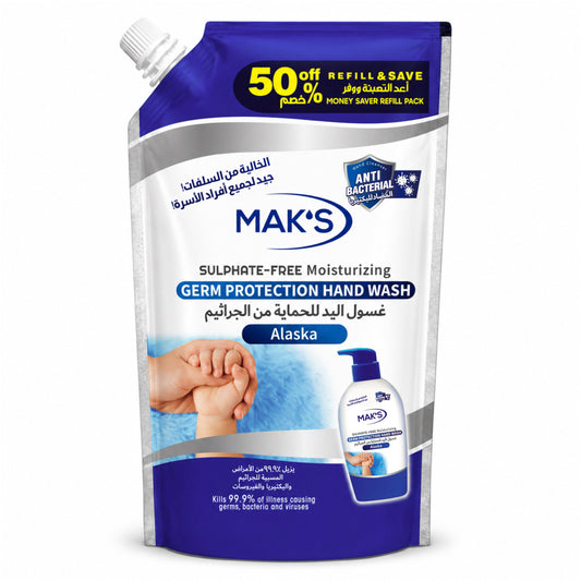 MAK’s Sulphate Free Anti Bacterial Handwash - Alaska (Pouch) 600ml