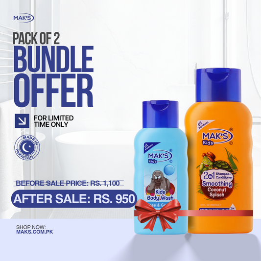 MAK’S Kids Coconut 2-in-1 & Gentle Body Wash Bundle 300ml ×2