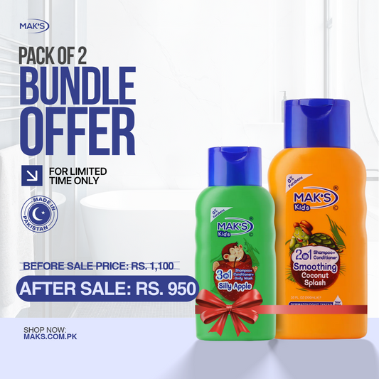 MAK’S Kids Coconut 2-in-1 & Apple 3-in-1 Bundle 300ml ×2