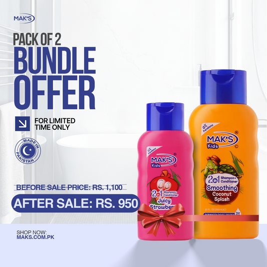 MAK’S Kids Coconut 2-in-1 & Strawberry 2-in-1 Bundle 300ml ×2