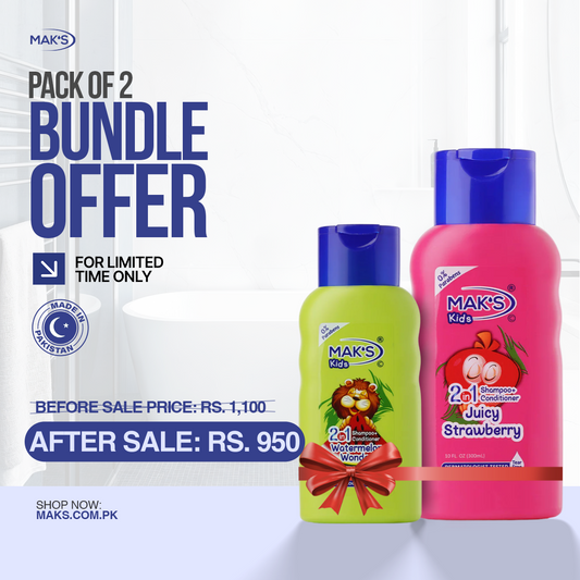 MAK’S Kids Watermelon 2-in-1 & Strawberry 2-in-1 Bundle 300ml ×2