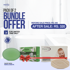 MAK’S Pure Transparent Neem Cool Soap & White Baby Soap Bundle ×2