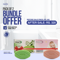 MAK’S Pure Neem Cool Soap & Pink Baby Soap Bundle ×2