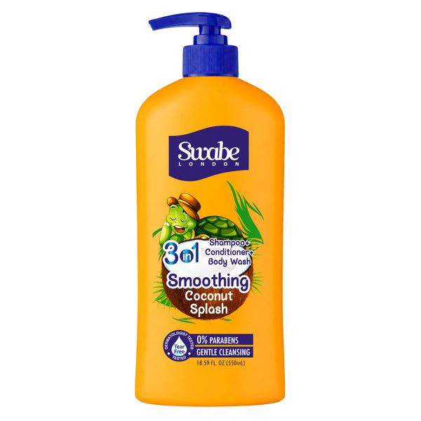 Swabe Kids by Mak's Coconut Splash 3-in-1 Shampoo, Conditioner, and Body Wash 550ml