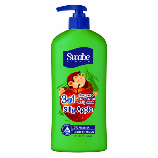 Swabe Kids by Mak's Silly Apple 3-in-1 Shampoo, Conditioner, and Body Wash 550 ml