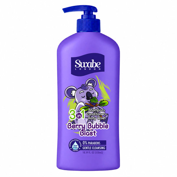 Swabe Kids by Mak's Berry Bubble Blast 3-in-1 Shampoo, Conditioner & Body Wash 550ml