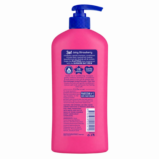 Swabe Kids by Mak's Juicy Strawberry 3-in-1 Shampoo, Conditioner, and Body Wash 550ml
