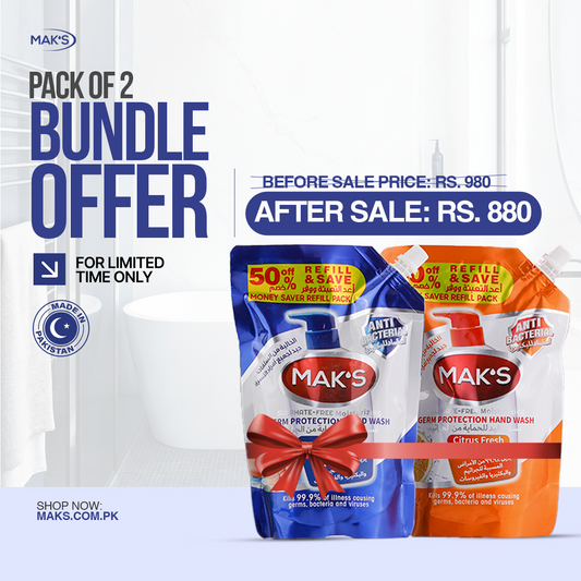 MAK’S Hand Wash Refill Pouch Alaska & Citrus Bundle 600ml ×2