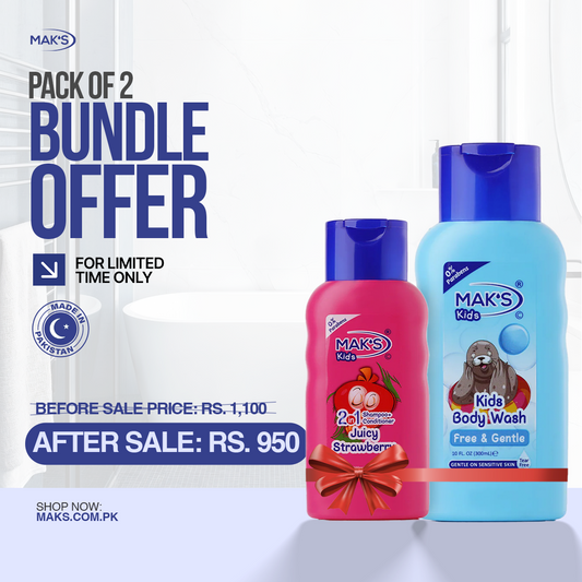 MAK’S Kids Strawberry 2-in-1 & Gentle Body Wash Bundle 300ml ×2
