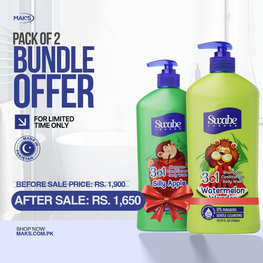 Swabe Kids by Mak’s Watermelon & Apple 3-in-1 Bundle 550ml ×2