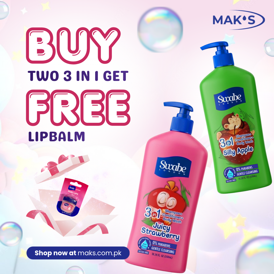 Swabe Kids by Mak’s Strawberry & Apple 3-in-1 Bundle 550ml ×2 + FREE Lip Balms (Aloe Vera & Cocoa Butter)