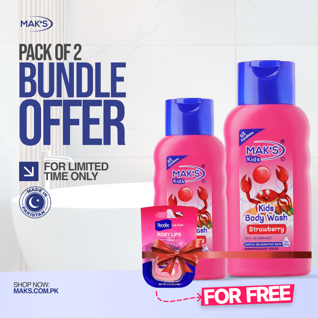 Mak’s Strawberry Bodywash Bundle ×2 + Free Lip Balm (Rosy Lips)