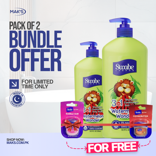 Swabe Watermelon 3-in-1 Bundle ×2 + FREE Lip Balm (Bubble Gum & Cocoa)