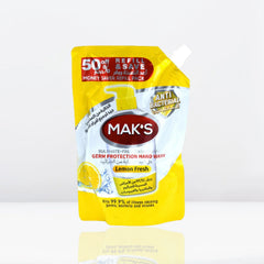 MAK’s Sulphate Free Anti Bacterial Handwash - Lemon Fresh (Pouch) 600ml