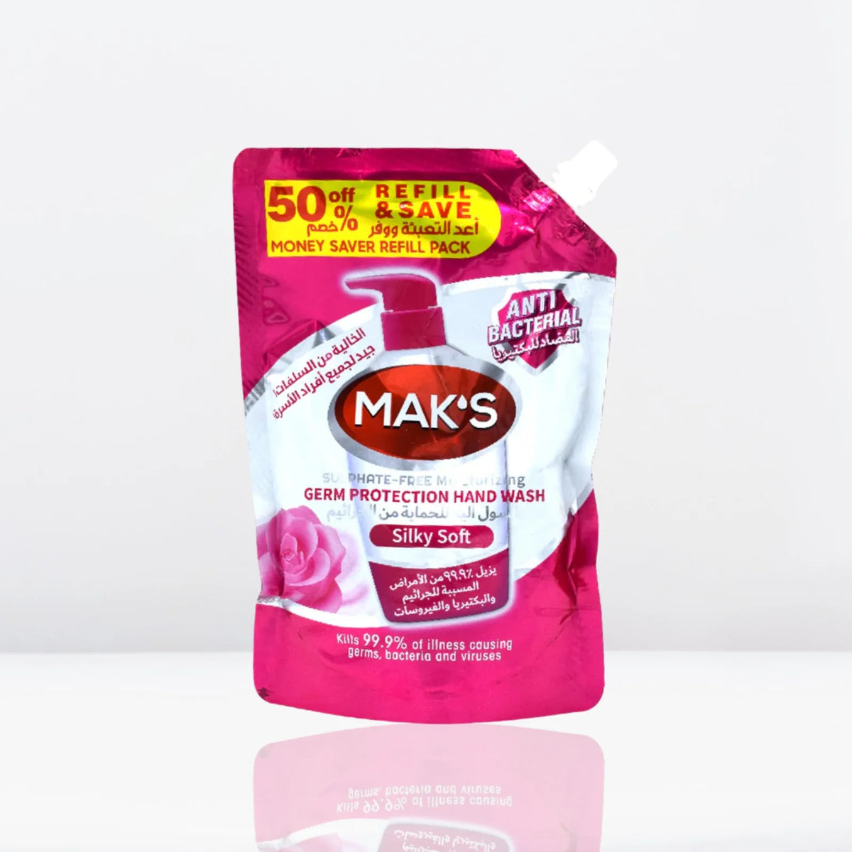 MAK’s Sulphate Free Anti Bacterial Handwash - Silky Soft (Pouch) 600ml