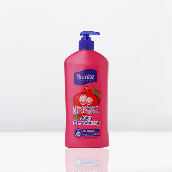Swabe Kids by Mak's Juicy Strawberry 3-in-1 Shampoo, Conditioner, and Body Wash 550ml