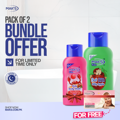 Mak’s 3-in-1 Shampoo Apple & Strawberry Bodywash 300ml ×2 (Free Pink baby Soap)