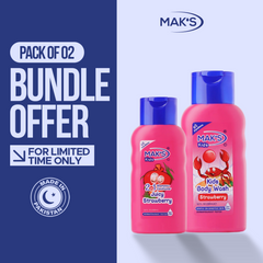 MAK’S Kids Strawberry 2-in-1 & Strawberry Body Wash Bundle 300ml ×2