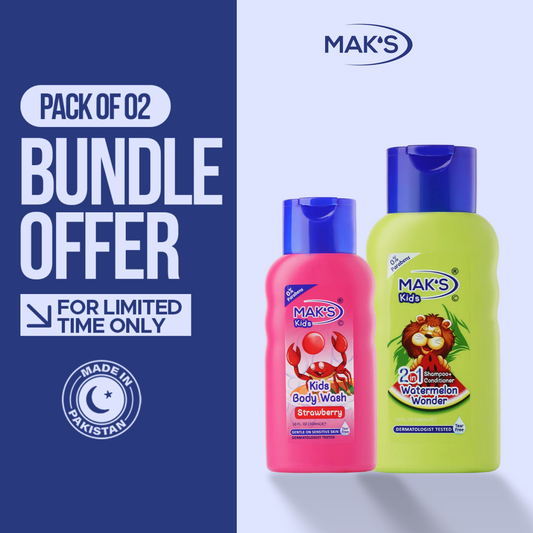 MAK’S Kids Watermelon 2-in-1 & Strawberry Body Wash Bundle 300ml ×2