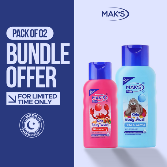MAK’S Kids Gentle Body Wash & Strawberry Body Wash Bundle 300ml ×2