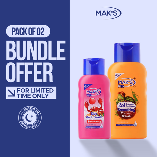 MAK’S Kids Coconut 2-in-1 & Strawberry Body Wash Bundle 300ml ×2